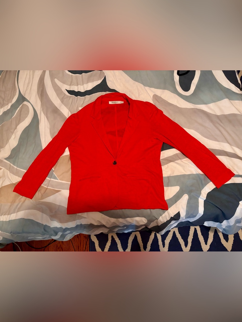Simons Bright Red Single-Button Women's Linen Blazer